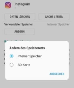 Instagram-App auf SD-Karte verschieben