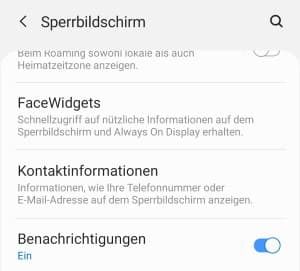 Galaxy S10 Sperrbildschirm Benachrichtigungen